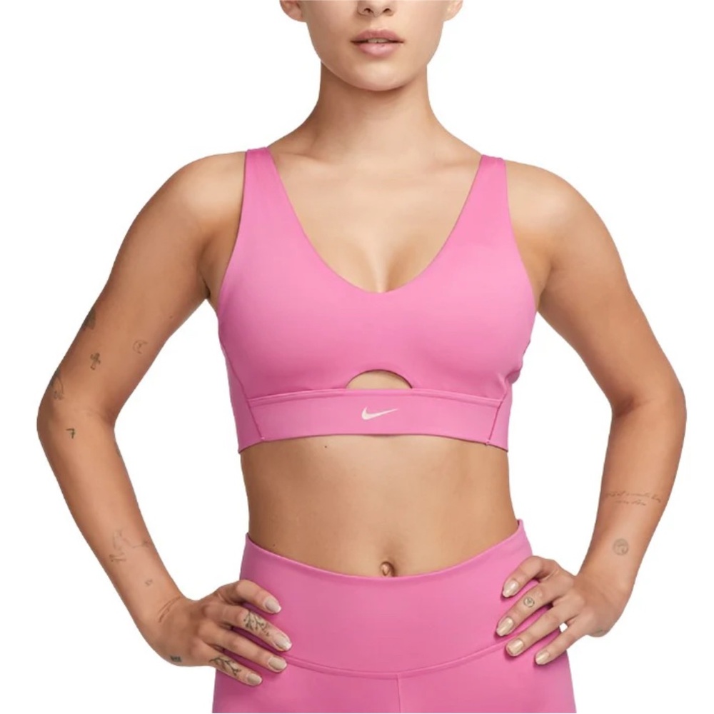 Nike Pink Sports Bra with V-Neck and Wide Straps
